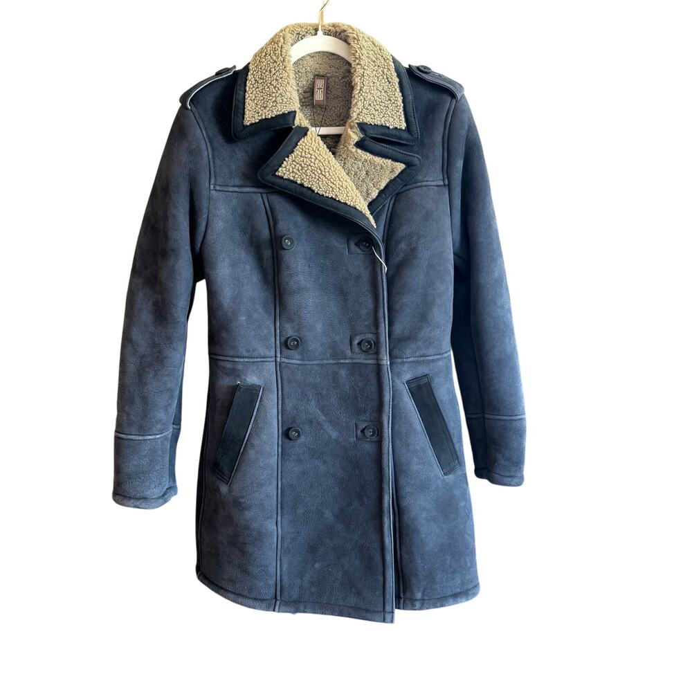 Matchless London Black Blue Suede Shearling Coat NWT Retail $3,900 L - Picture 4 of 12